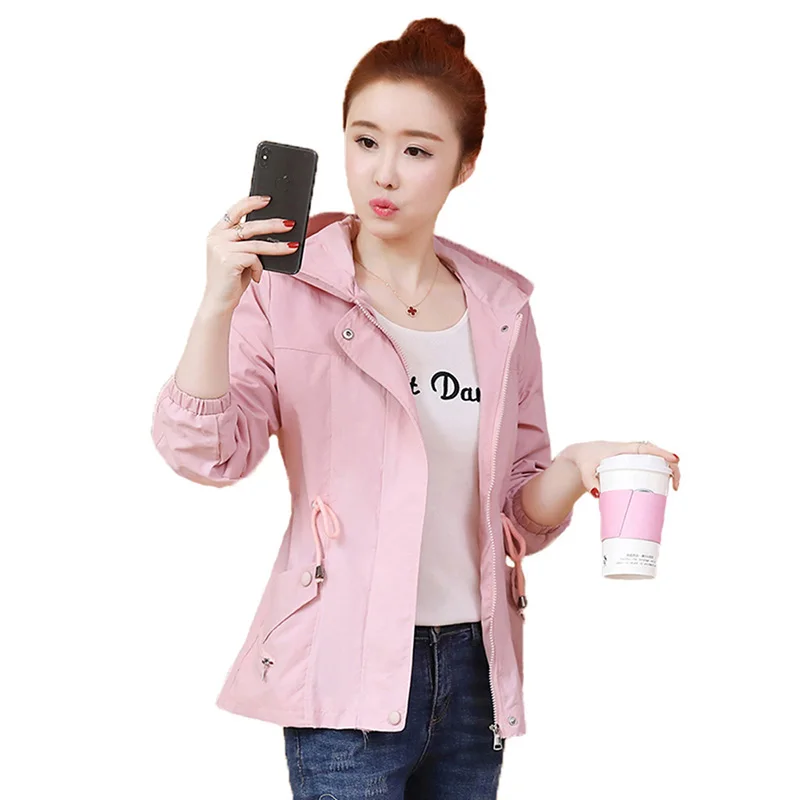 S-2XL Women Short Slim Coats 2019 New Spring Autumn Simple Hooded Trench Long-sleeved Loose Casual windbreaker Female YF073 | Женская