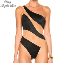 SAUCY ANGELIA, женский купальник, сексуальный, на одно плечо, телесный, кружевной, Цельный купальник, высокая талия, боди, Купальники, женские, монокини