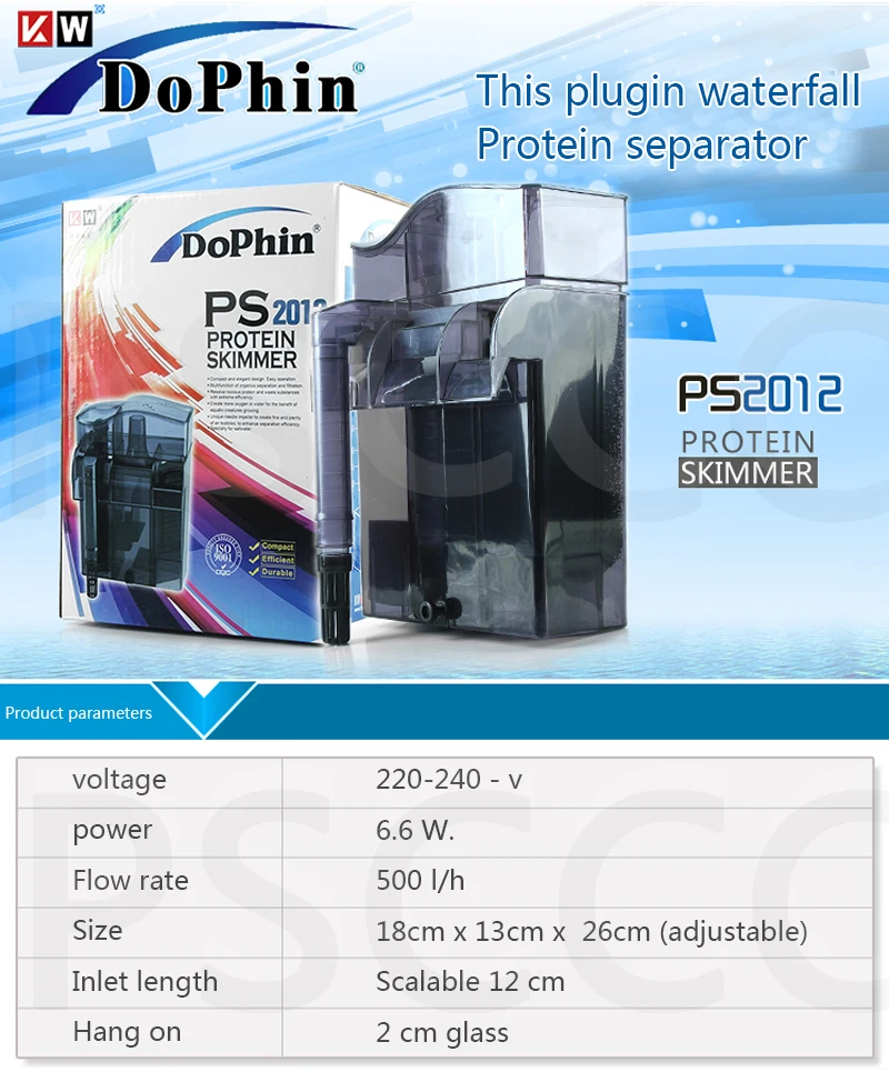 DoPhin PS2012 6,6 Вт 500л/ч белковый фильтр для аквариума, подвесной тип водопад. Белковый сепаратор. Биохимический фильтр. Вода purificatio