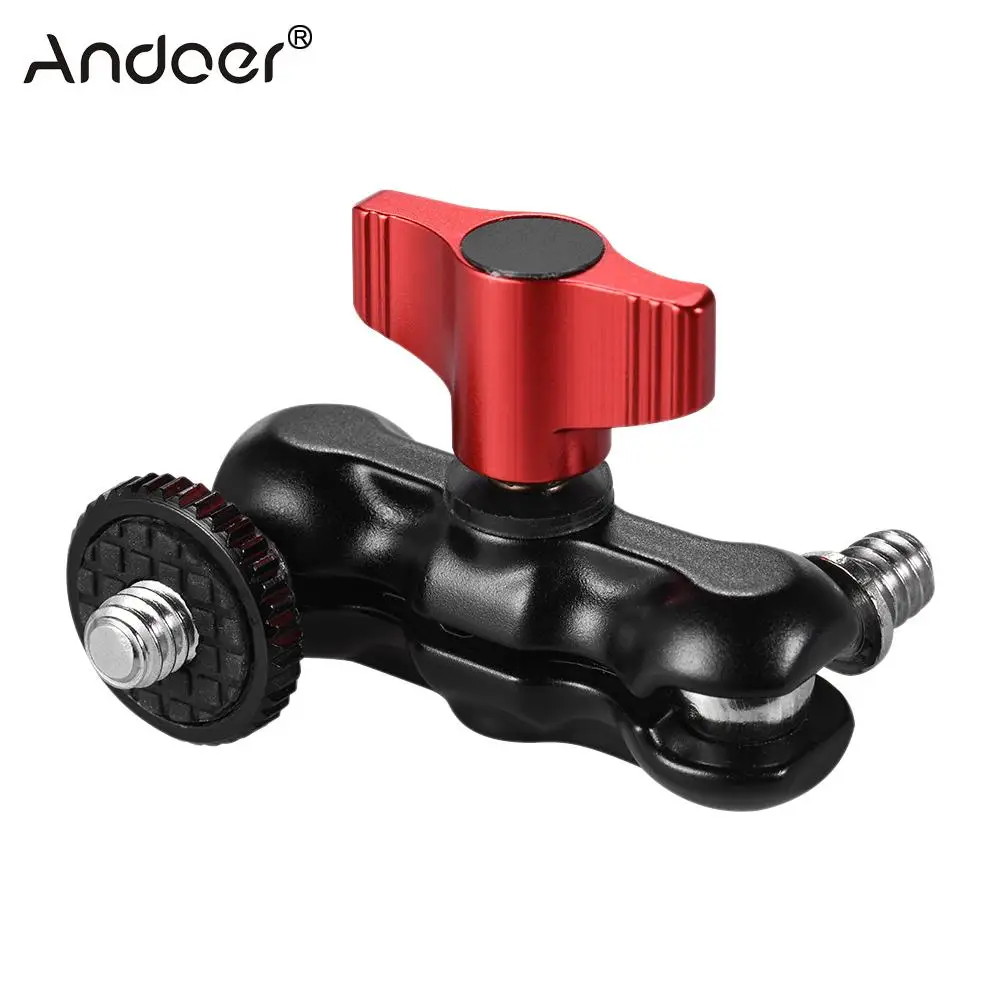 Andoer Arm Mount Adapter многофункциональная двойная шаровая Головка с креплением для обуви и 1/4 дюймовым винтом для DSLR