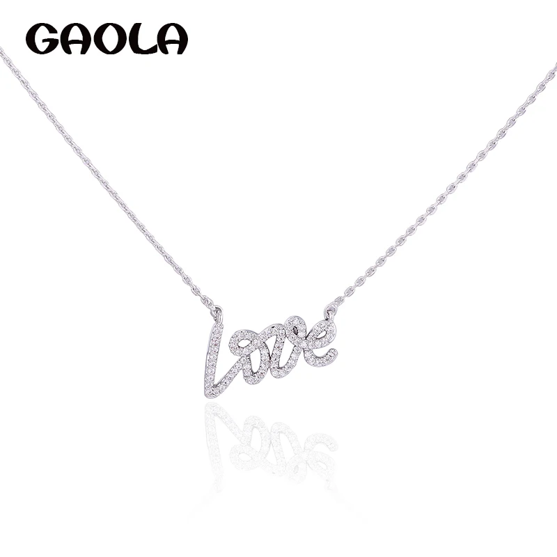 GAOLA винтажные ожерелья с буквой Кулоны "любовь" Серебряный Цвет кубический цирконий ювелирные изделия для женщин аксессуары