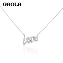 GAOLA, collares Vintage con letras, colgantes de amor, Color plateado, joyería de circonia cúbica para accesorios de mujer