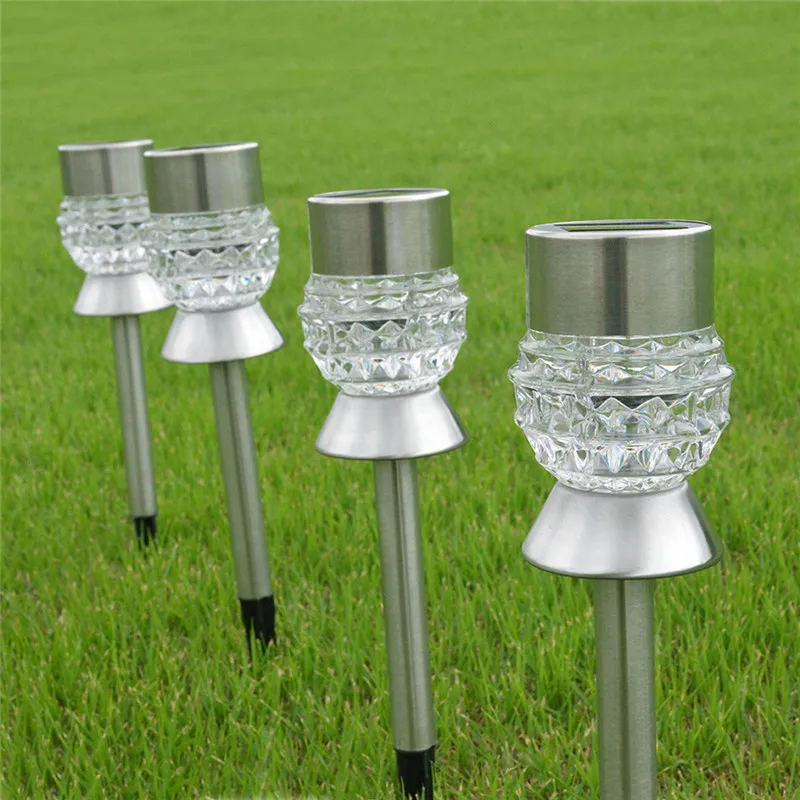 New Pineapple Style Stainless Steel LED Outdoor Solar Lawn Lamp Waterproof Color Changeable Garden Lawn Lights 10pcs