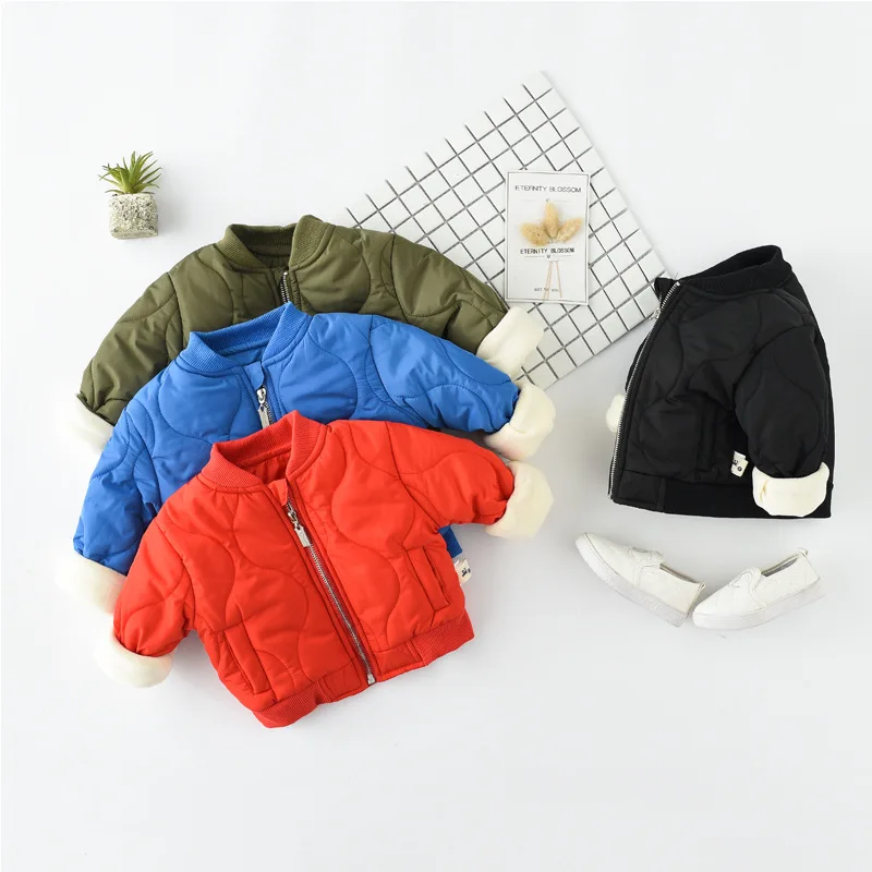 Зимняя теплая куртка из флиса для малышей; детская бейсбольная форма из бархата и хлопка; детское зимнее пальто унисекс с ручной работы