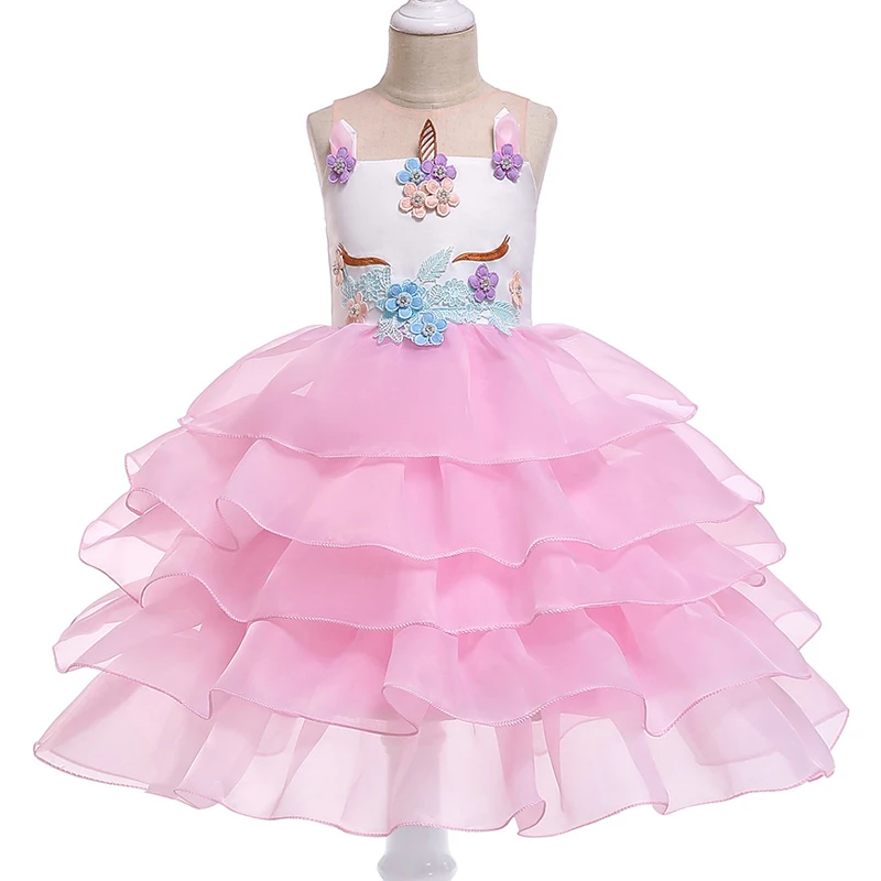 

2019 Summer Easter Unicorn Dress Costume Kids Dresses For Girls Clothing Girl Birthday Princess Dress Party Wedding Dress L5066