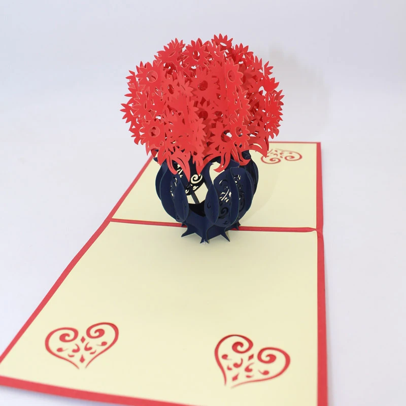  3D Handmade Gorgeous Flower Vases Paper Invitation Greeting Cards Business PostCard Mother's Day Te - 32914212830