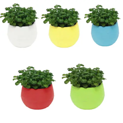 

Colourful Fashion Mini Round Plastic Plant Flower Pot Garden Decor Planter 5 Colors Available