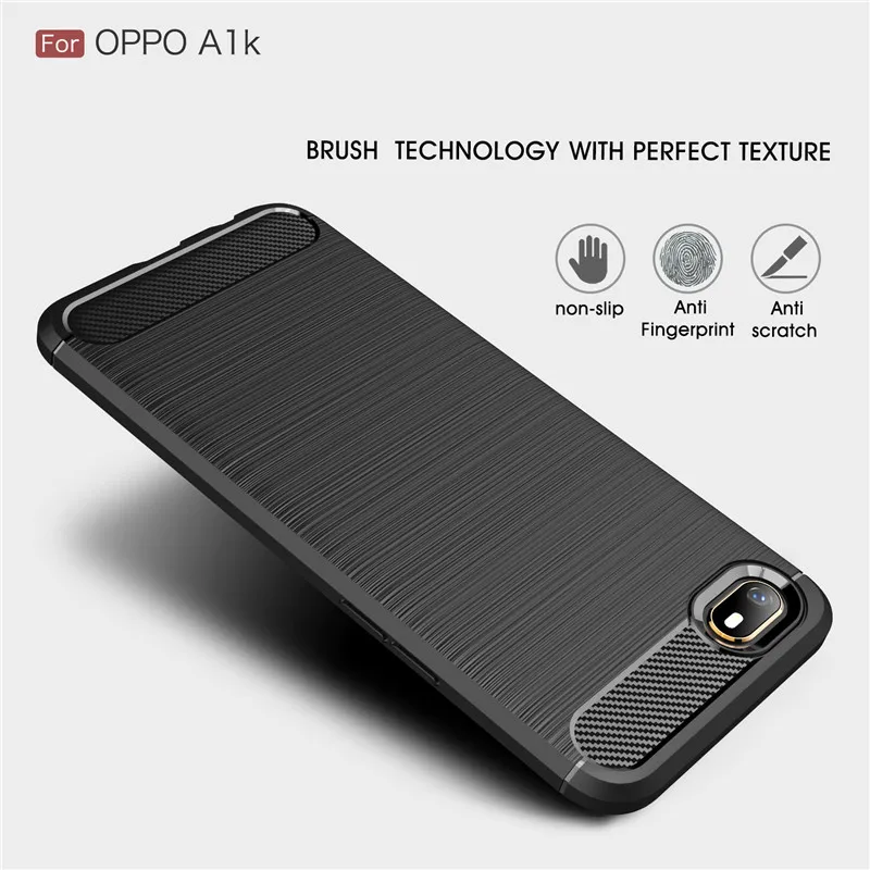 Чехол для телефона из углеродного волокна OPPO A1K чехол мягкого ТПУ задняя крышка