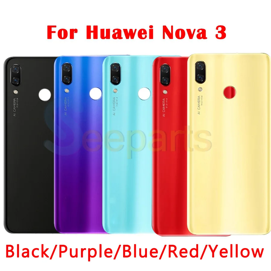 Huawei Nova 3 крышка батареи Задняя стеклянная задняя дверь корпус чехол для huawei Nova 3i крышка батареи с объективом камеры Замена