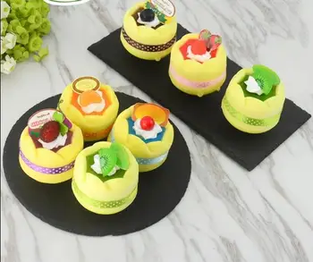 

Artificial Decorations Foods Simulation Ribbon Fruit Butter Pudding Cake Model Props Fridge magnets 6PC/lot