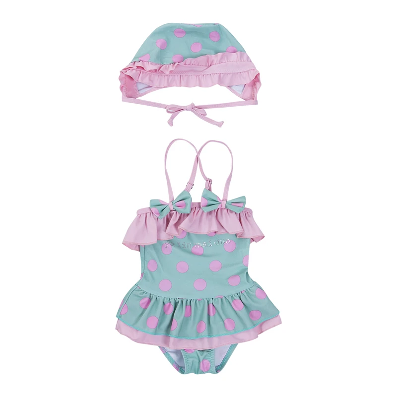 

Baby Girls One Piece Lovely Girls Swimming Wear Dot Printed Bow Tie One-Piece Swimming Suits Ruffles Dot Summer Swimwear