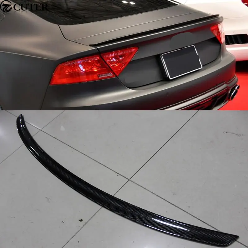 Best Offers A7 Koolstofvezel Auto Kofferbak Spoiler Actieve Racing Wing Lip voor Audi A7 S7 S-lijn RS7 WALD stijl 2012-2015