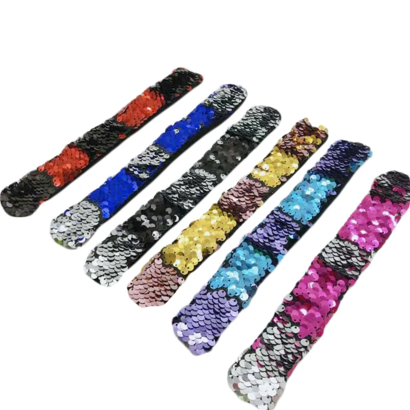 Magic Bracelet Double Color Sequin Slap Bracelet Simple Fashion Magic Trick Kid Party Girl Hair Accessories Wristband Xmas Gift Magic Bracelet Double Color Sequin Slap Bracelet Simple Fashion Magic Trick Kid Party Girl Hair Accessories Wristband Xmas Gift
