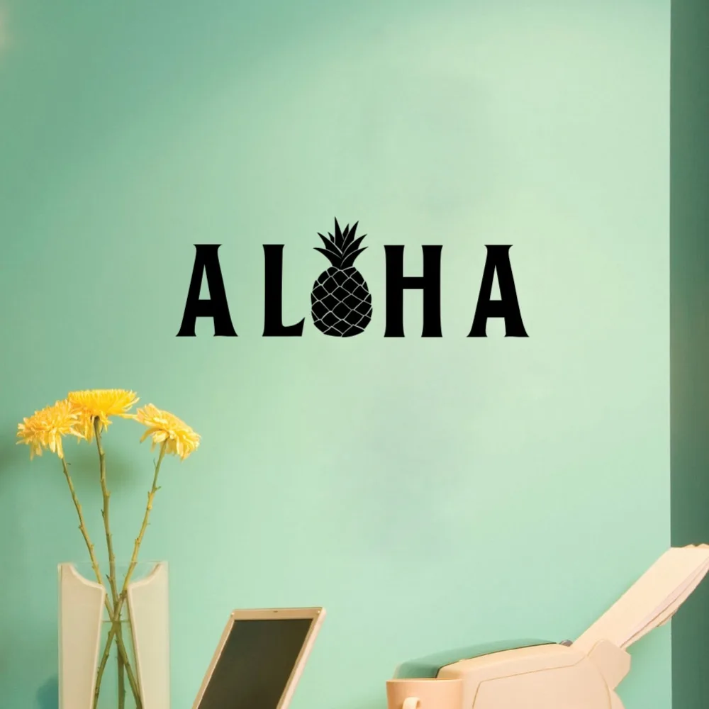 

Welcome Door Car Window Decal Aloha with Pineapple Vinyl Summer Art Wall Sticker