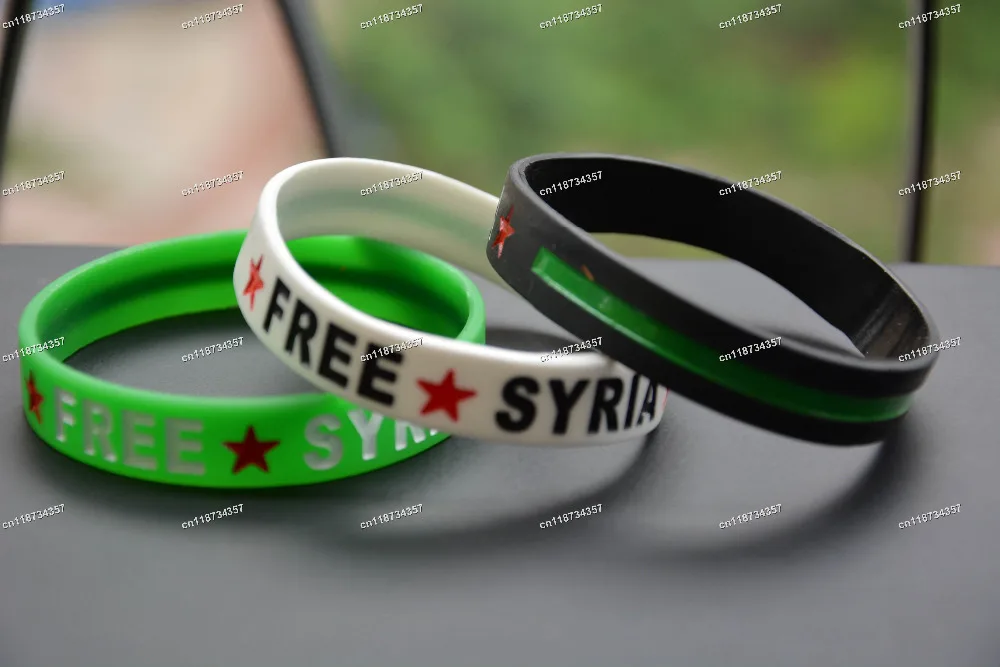 Syria wristband Free silicon bracelet Syrian Revolution independence Flag 3colours 100pcs/lot free shipping | Украшения и