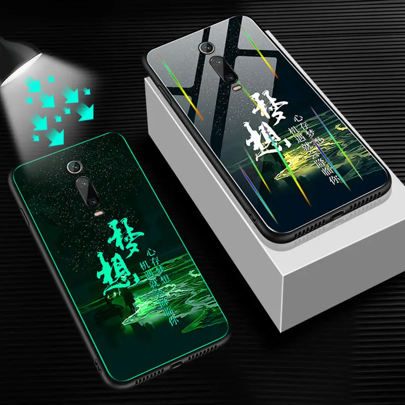 2 Lu mi nous чехол для телефона для Xiao mi Red mi K20 Pro Чехол светящаяся задняя крышка из закаленного стекла для Xiao mi Red mi K20 Pro mi 9T Pro Чехол - Цвет: 2