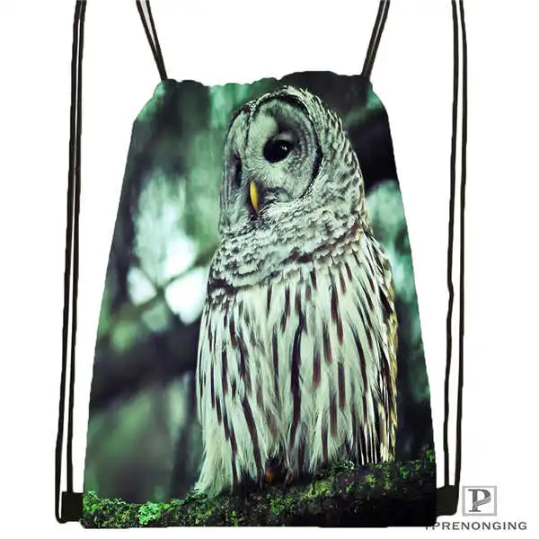 Custom owl Drawstring Backpack Bag Cute Daypack Kids Satchel Black Back 31x40cm 180611 03 133