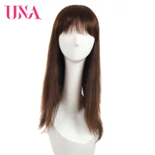 UNA человеческие волосы парики для женщин длинные прямые человеческие волосы 150% плотность индийские прямые человеческие волосы парики не Реми машинные парики
