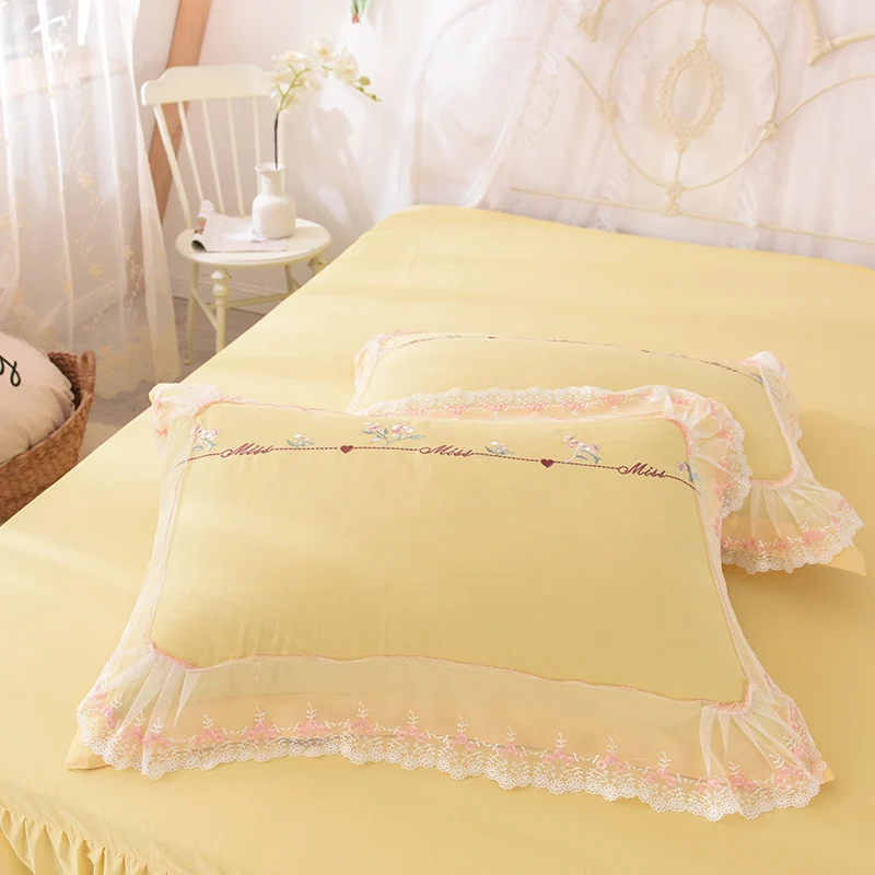 Элегантный комплект постельного белья Король Королева Полный размер хлопок кровать юбка набор вышивка пододеяльник набор Белый Розовый постельное белье плоский лист