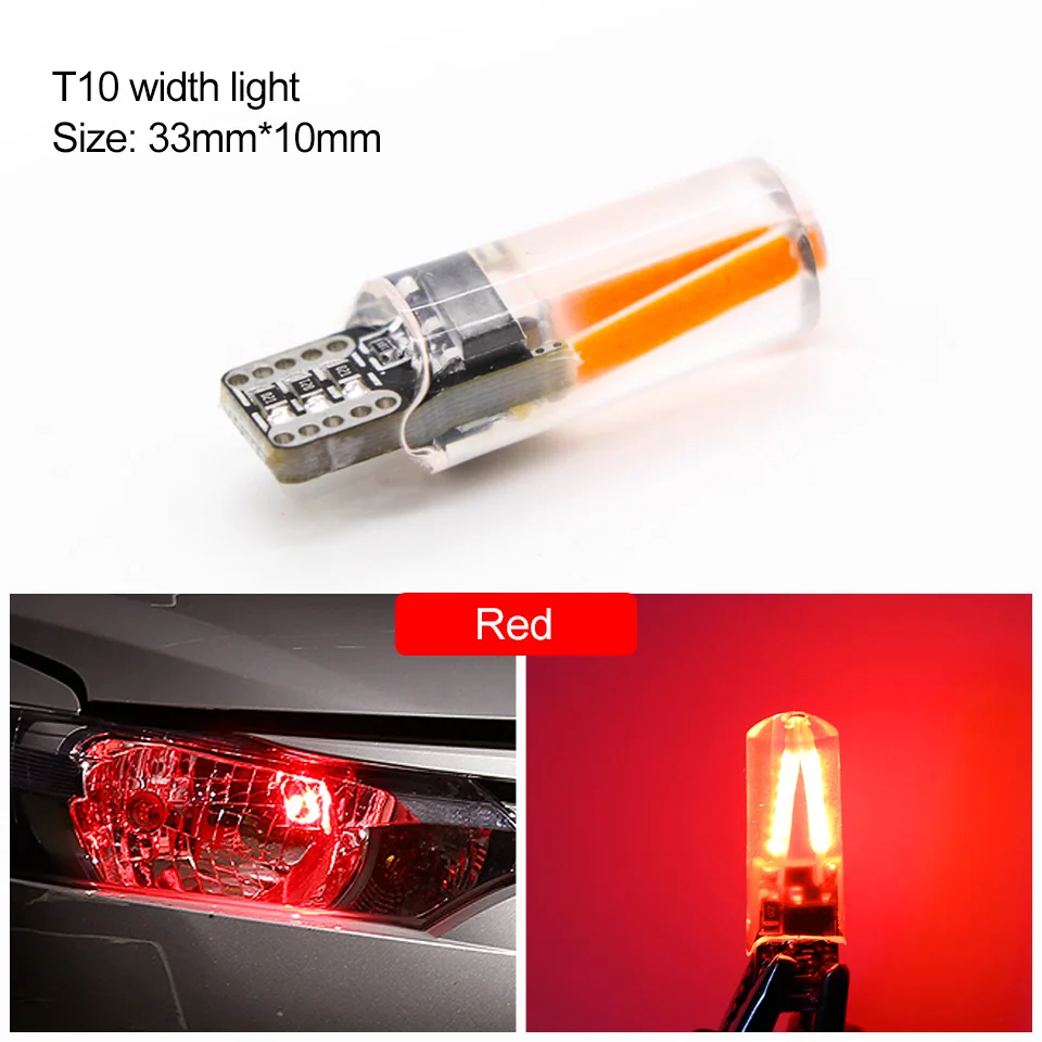 2 PCS Red Light LDRIVE Canbus без ошибок 12 В 2,3 Вт Светодиодный силиконовый светильник T10 3000 К 4300 К 6000 К желтый золотой теплый белый красный синий T10 боковой светильник на танкетке - Испускаемый цвет: 2 PCS Red Light