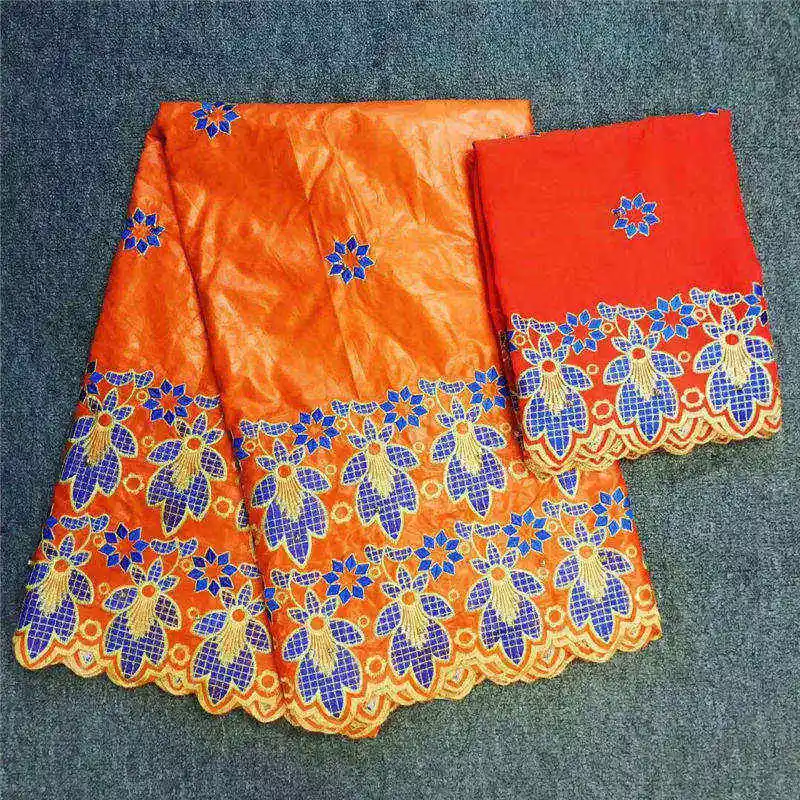 

BlackWin African Lace Fabric Guinea Bazin Riche Fabric Set With 2 Yards French Net Lace For Blouse 2019 Latest Bazin Riche -J5