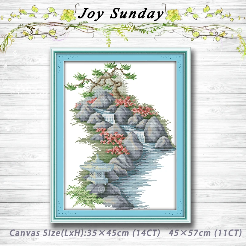 

Well-proportioned mountain painting dmc 14CT 11CT counted cross stitch kits embroidery set Needlework Set chinese cross stitch