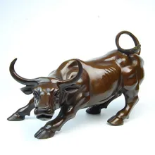 Бронзовая скульптура подписанная оригинальная Стоковая маркет бык ручной работы фигурная фигурка инструменты для приготовления пищи Украшение латунь бронза