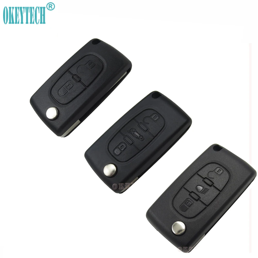 

OkeyTech Replacement Blank Key 2/3/4 Buttons Remote Flip Key Shell Case Fob For Citroen 307 C2 C3 C4 C5 C6 for Peugeot 207 307