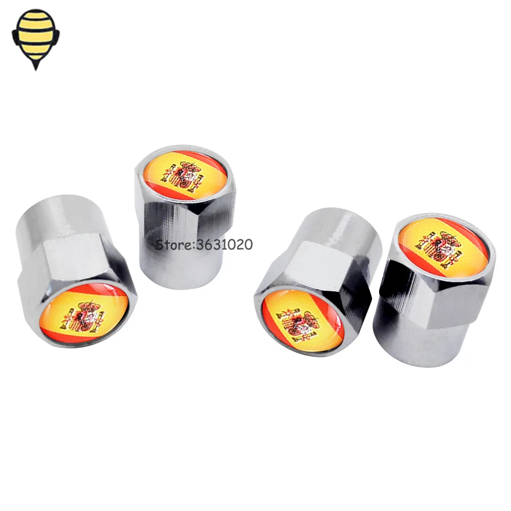 For Spanish Flag Car Accessories Wheel Tire Valve Stem Caps For Infiniti Toyota Hyundai Haval