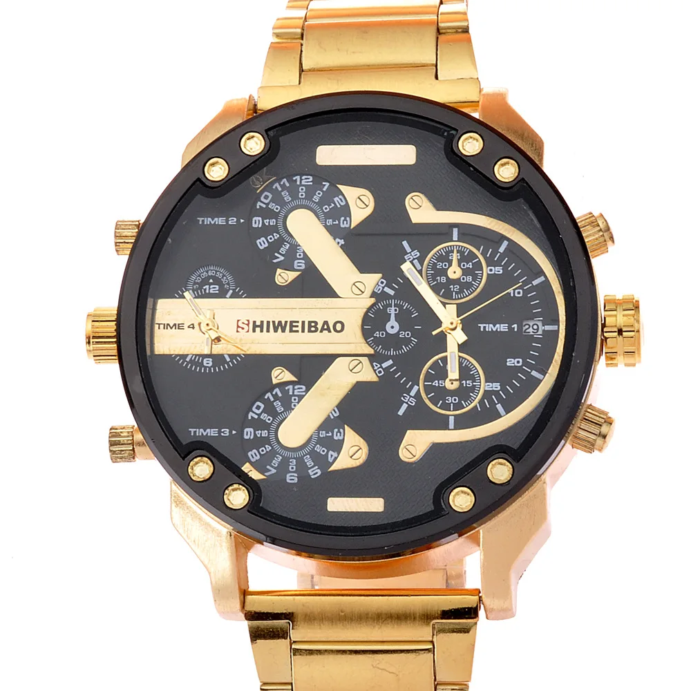 Luxury Brand Golden Mens Large Dial Watches Quartz Stainless Steel Man Creative Watch DZ Style Relogio Masculino Montre Homme | Наручные