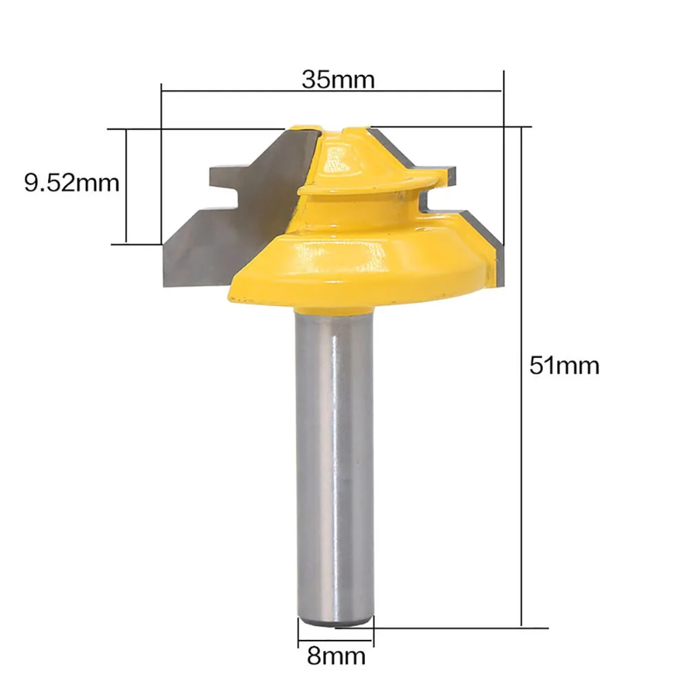 1 шт. 45 градусов соединение в УС с врезкой маршрутизатор бит 8*1-3/" хвостовик, для деревообработки Tenon Фрезерный резак инструмент сверлильная панель Нож Для карбида древесины