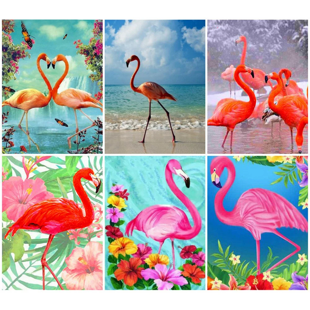 

Fezrgea Diamond Painting Full Display Animal Flamingo Rhinestones Full Round Diamond Embroidery Cross Stitch Mosaic Home Decor