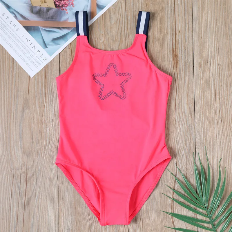 

2019 One Piece Girls Swimsuit 2-14 Years Red Swimming Suit For Children Swimwear Girls 2019 Summer Beachwear G1-CZ924