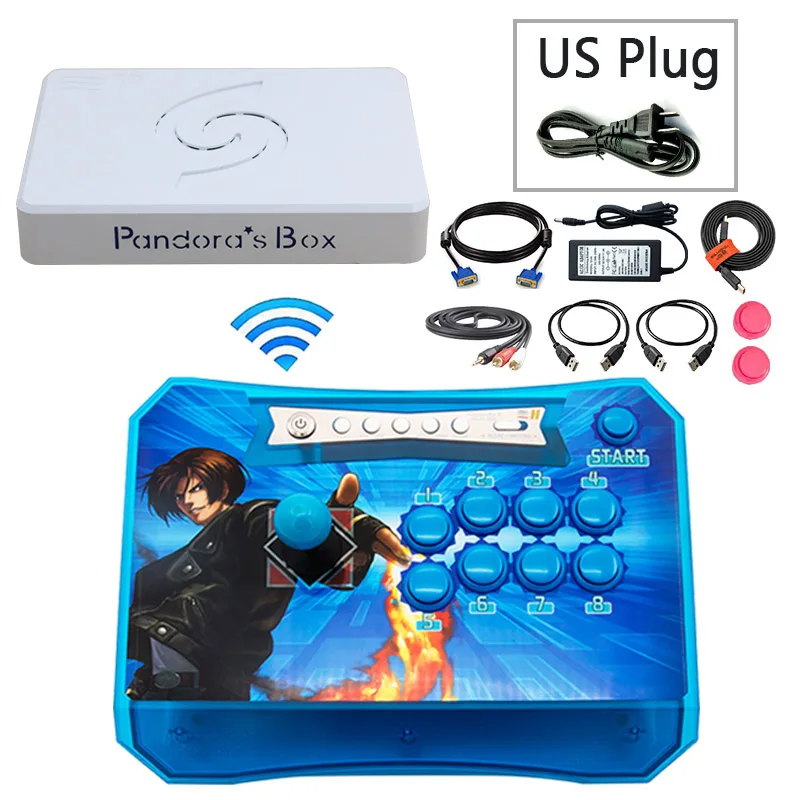 Pandora box 6 1300 in 1 wireless console arcade games 2 Players joystick button usb arcade controller HDMI VGA USB for pc TV PS3 - Цвет: 1P blue US plug