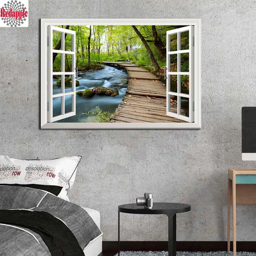 

Full Square/Round Drill 5D DIY Diamond Painting window view 3D Embroidery forest landsacpe Cross Stitch Mosaic Rhinestone arts
