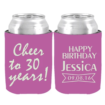 

Happy Birthday Party Decoration Personalized Gifts 30 years Date Name Neoprene Beer Can Cooler for Party