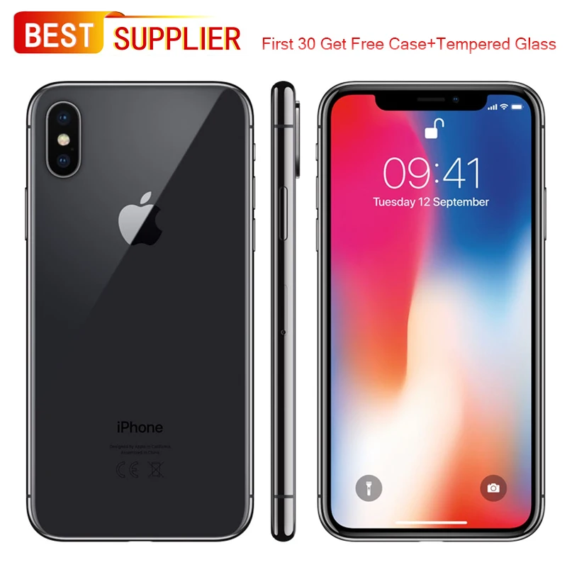 

APPLE iPhone X 4G LTE Smartphone, 5.8 inches, 64GB/256GB Optional, Looks Like New, 1 Year Warranty, Free Film Case as Gift