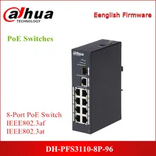 Сетевой видеорегистратор Dahua PoE переключатели DH-PFS3110-8P-96 8-Порты и разъёмы коммутатор питания через ethernet(неуправляемый) Поддержка IEEE802.3af IEEE802.3at Стандартный DC48~ 57 вольт Мощность