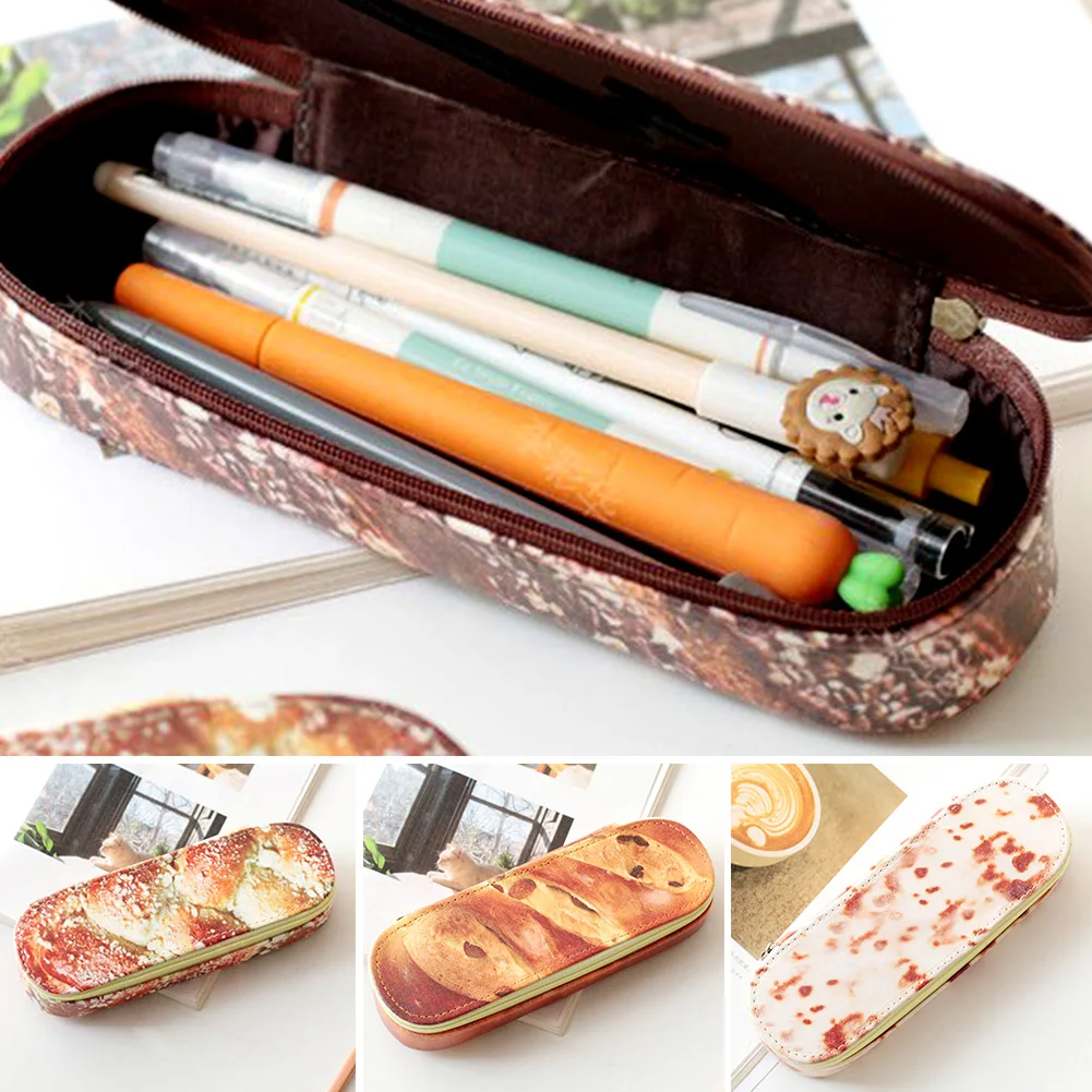 

Small PU Leather Lightweight Gifts Portable Art Pencil Case Cosmetics Organizer Wallet Simulated Food Zipper Printed Storage