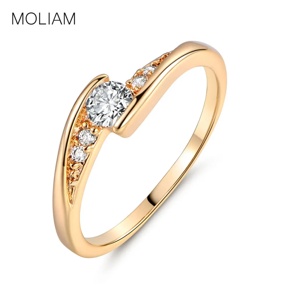 

MOLIAM Fashion Brand Rings Gold-Color White Austrian Crystal Zircon Engagement Ring For Women Party Jewelry MLR008/MLR009