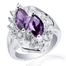 Women s Authentic 925 Sterling Silver Ring Fashion Jewelry Double 5x10mm Marquise Shape CZ Size 6