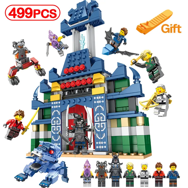 

DIY499pcs Weapons Building Blocks Compatible Legoinglys Ninjago Temple Movie Stone Lion Figures Model Children's For Toy Gifts