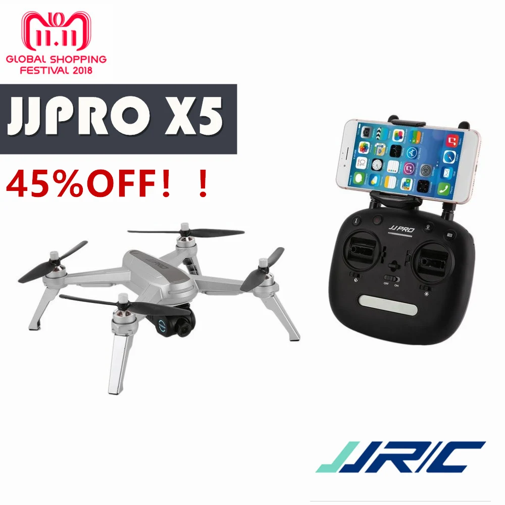 

BIG SLAE! JJPRO X5 2.4G GPS Positioning 1080P HD 5GWIFI Adjustable Camera FPV Drone Brushless RC Drone Quadcopter One Key Return