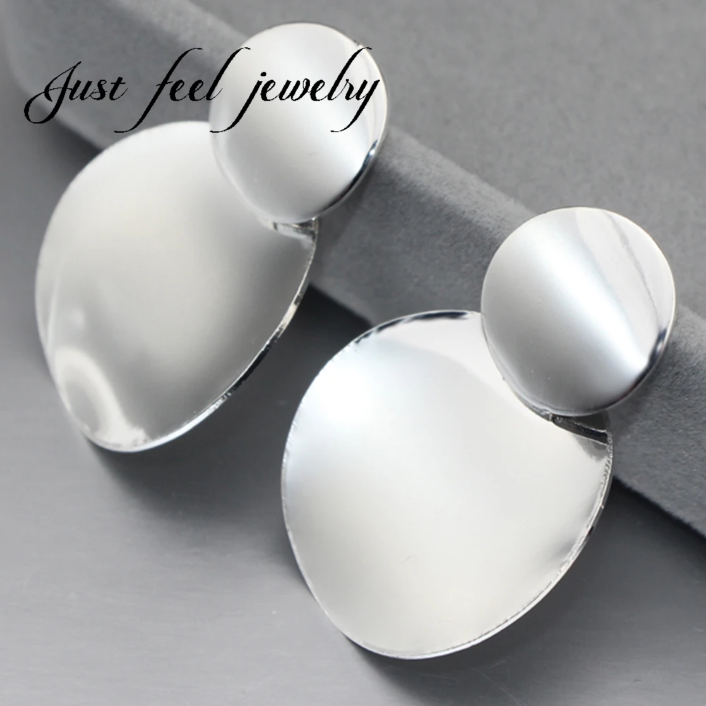 

JUST FEEL New Gold Color Double Coin Dangle Earrings for Women Metal Round Disc Earrings Minimalist Earrings Jewelry Wholesale