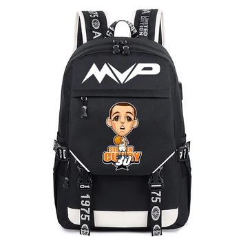 

Basketball Curry Cartoon Laptop School Bags for Boys Men Durant Backpacks Students Harden USB Backpack Boy School Bag Mochila