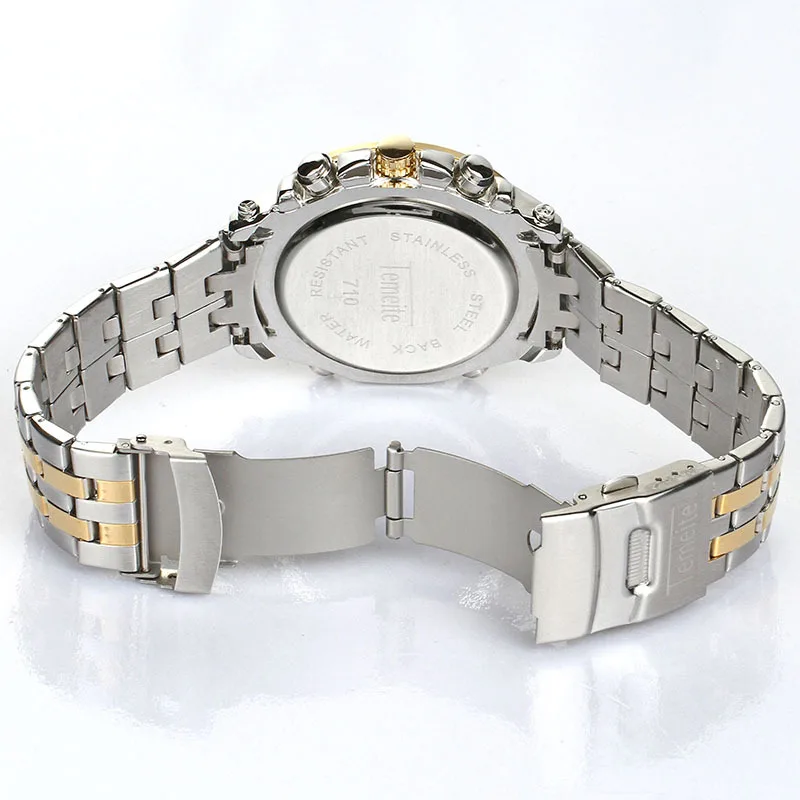 TEMEITE Luxury Brand Watches Men Stainless Steel Fashion Sport Mens Watch 3ATM Waterproof Quartz Wristwatch Relogio Masculino