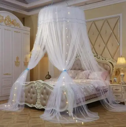 

Princess Mosquito Net Double Bed Curtains Sleeping Curtain Bed Canopy Net Full Queen King Size Net 120cm diamter led light gift