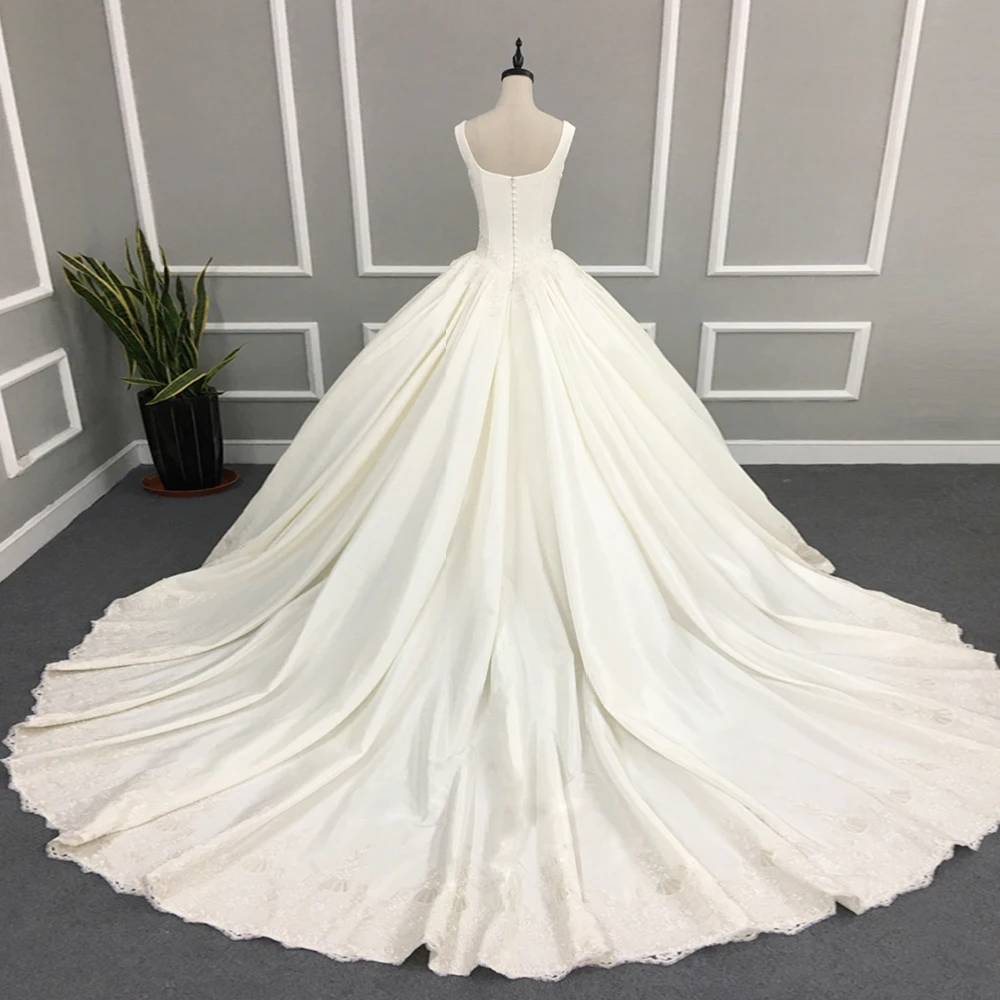 Vestidos Novias Boda 2019 индивидуальный заказ лодка средства ухода за кожей Шеи на молнии сзади бисер жемчуг Аппликации Франция бальное пла