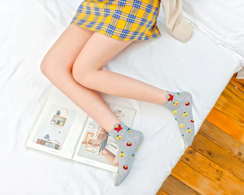 Korean Style Cartoon Women Socks Middle Tube Ins Fashion Funny Socks Cotton Stitch Cute Mujer Calcetines Meias for Autumn 53