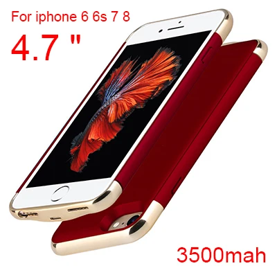 Slim Ultra Thin Battery Charger Case For iPhone 8 7 6 6s Plus Power Bank Battery Charger Phone Case For iPhone 6 6 s 7 8 X XS - Цвет: i6 i6s i7 i8 Red